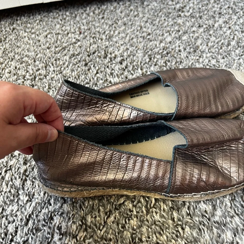FABIOLAS‎ Women’s Rose Gold Leather Espadrilles Shoes Size EU 38